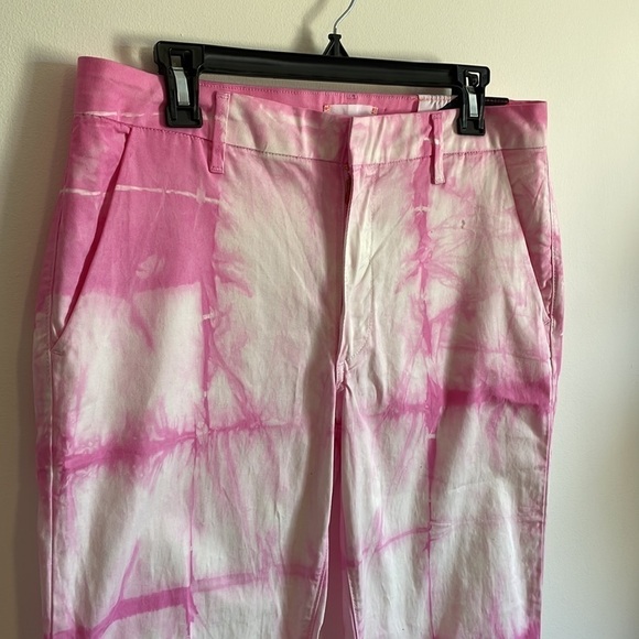 Sundry Tie Dye Roll Up Trouser Pants Pink White Cuffed 29 Chino Hippie Casual - Picture 2 of 14